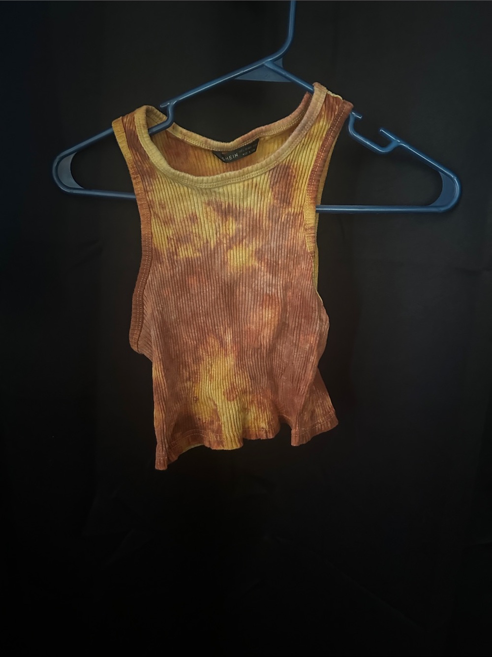 Ribbed Tie-Dye Tank Top - Yellow & Brown
